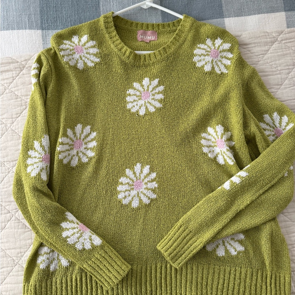 Show Me Your MuMu Olive Daisy Sweater